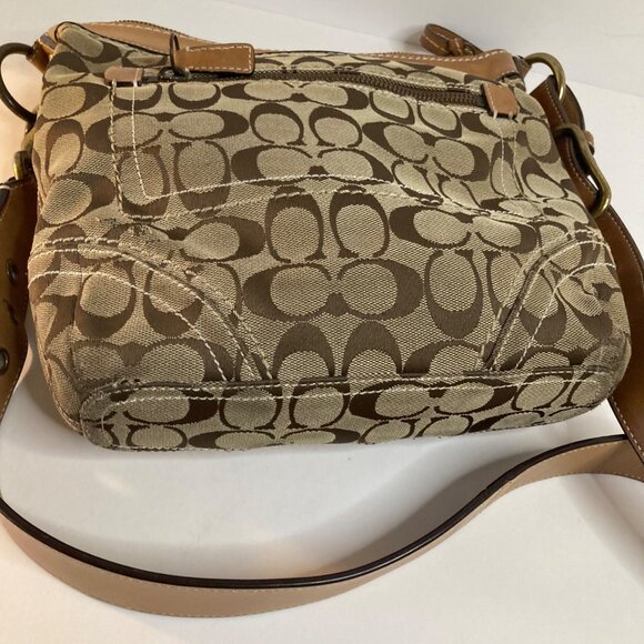 Vintage Coach Signature Crossbody Bag Canvas Leather 10403 Flaw - Picture 4 of 12